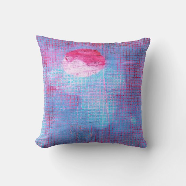 Crimson Clover Abstrakt Art Circles Grill Pink Blu Kissen (Vorderseite)