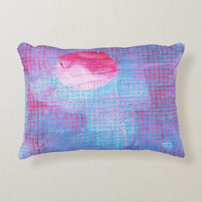 Crimson Clover Abstrakt Art Circles Grill Pink Blu Zierkissen (Vorderseite)