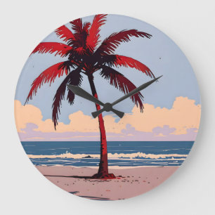 Crimson Coastline Große Wanduhr