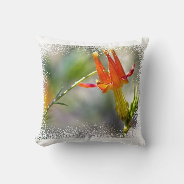 Crimson Columbine White Edge Kissen (Vorderseite)