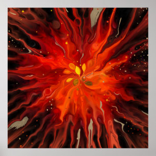 Crimson Core – Feuriger abstrakter Energieausbruch Poster
