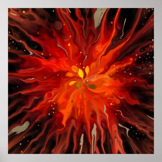 Crimson Core – Feuriger abstrakter Energieausbruch Poster (Vorne)