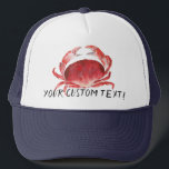 Crimson Crab Truckerkappe<br><div class="desc">Benutzerdefinierte Text Crab Hüte! Benutzen Sie die Anpassungsfunktion, um es so einzigartig wie gewollt zu machen.</div>