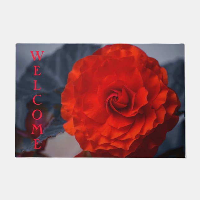 Crimson Double Begonia Door Mat Fußmatte (Vorderseite)