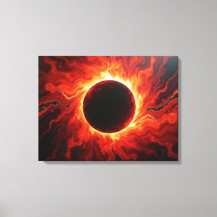 Crimson Eclipse - Feuerrotes Rot & Schwarz 24"x18" Leinwanddruck