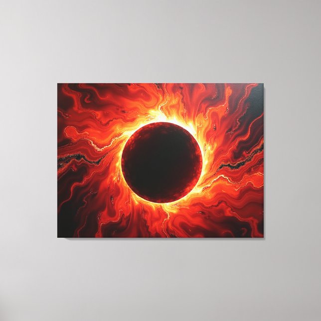 Crimson Eclipse - Fiery Red & Black 40"x32" Leinwanddruck (Vorderseite)
