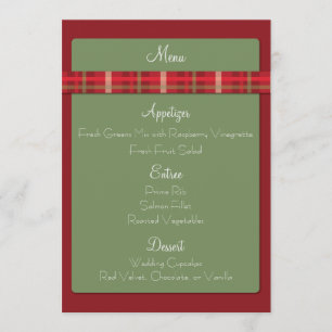 Crimson & Evergreen Weihnachtskarte Menükarte