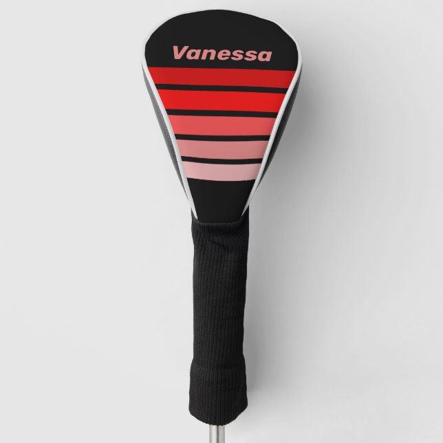 Crimson Fade Across Striping with Name Golf Headcover (Vorderseite)