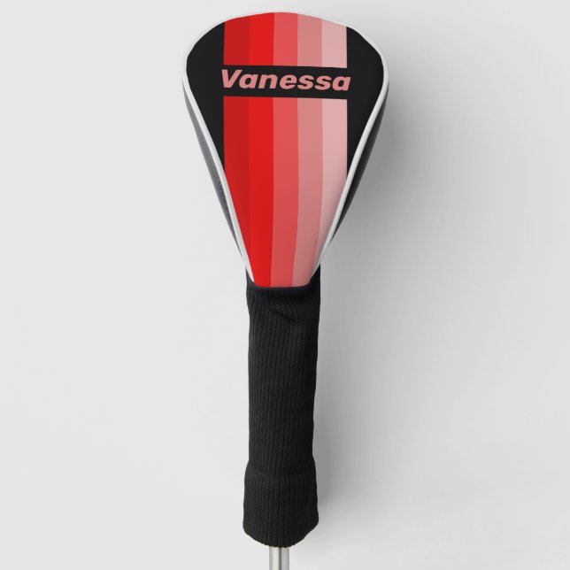 Crimson Fade Pin Striped with Name Golf Headcover (Vorderseite)
