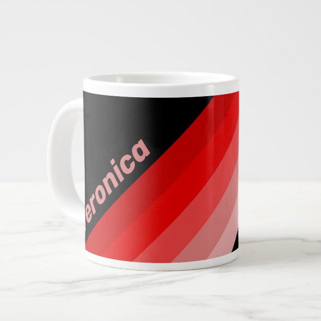 Crimson Fade Stripes with Name Jumbo-Tasse (Vorderseite Links)