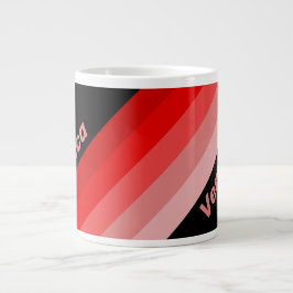 Crimson Fade Stripes with Name Jumbo-Tasse