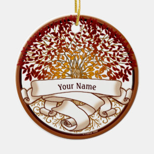 Crimson Family Tree Familienname Keramik Ornament