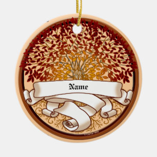 Crimson Family Tree Familienname Keramik Ornament