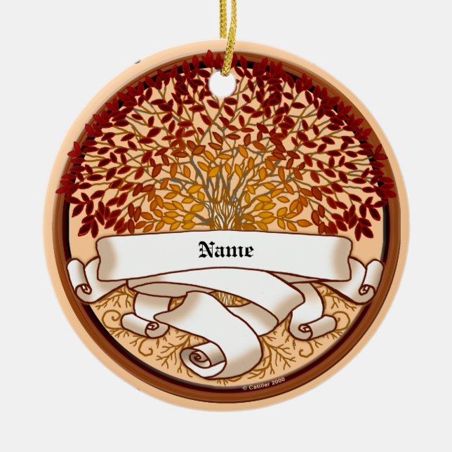 Crimson Family Tree Familienname Keramik Ornament (Vorne)