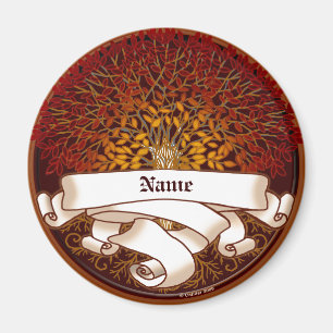 Crimson Family Tree Familienname Magnet