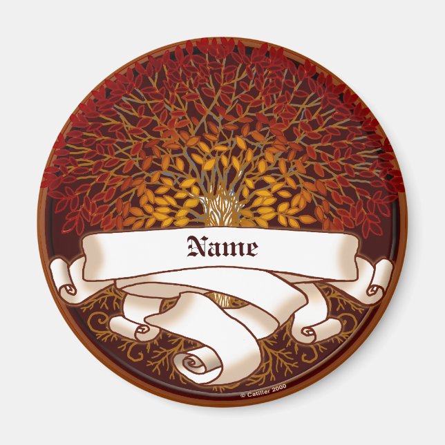 Crimson Family Tree Familienname Magnet (Vorne)