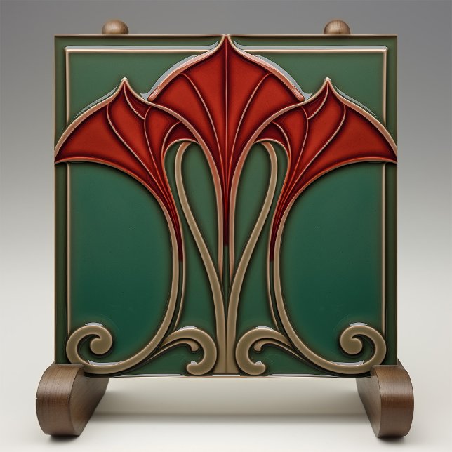 Crimson Flare Art Nouveau Keramik Tile Fliese (Von Creator hochgeladen)