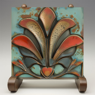 Crimson Flare - Keramikfliese im Mid-Century-Moder