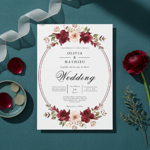Crimson Floral Botanical Wedding Einladung