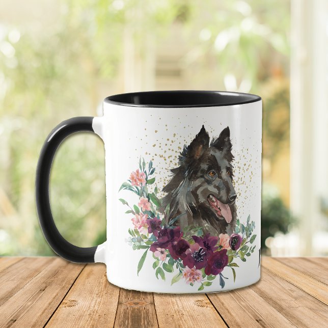 Crimson Floral Bouquet Belgium Tervuren Dog Tasse (Von Creator hochgeladen)