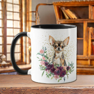 Crimson Floral Bouquet Chihuahua Dog Tasse