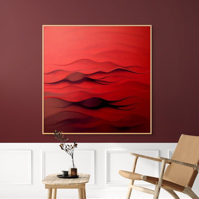 Crimson Flow – Abstract Red Waves of Motion Poster (Crimson Flow – Abstract Red Waves)