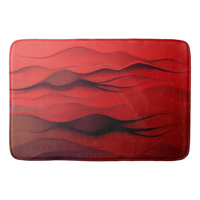 Crimson Flow – Abstrakte rote Bewegungsmuster Badematte (Vorderseite)