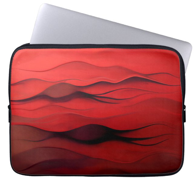 Crimson Flow – Abstrakte rote Bewegungsmuster Laptopschutzhülle (Vorderseite)