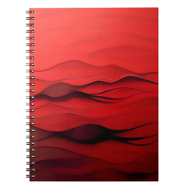 Crimson Flow – Abstrakte rote Bewegungsmuster Notizblock (Vorderseite)
