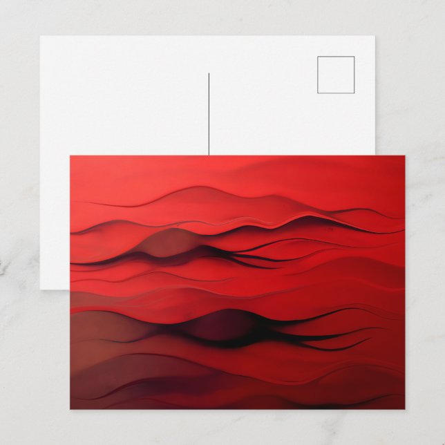 Crimson Flow – Abstrakte rote Bewegungsmuster Postkarte (Vorne/Hinten)