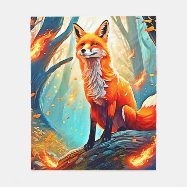 Crimson Fox Scene Design Fleecedecke (Vorderseite)
