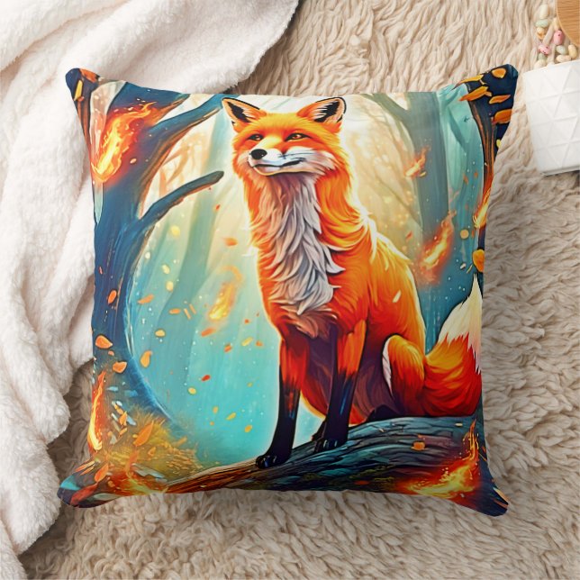Crimson Fox Scene Design Kissen (Decke)