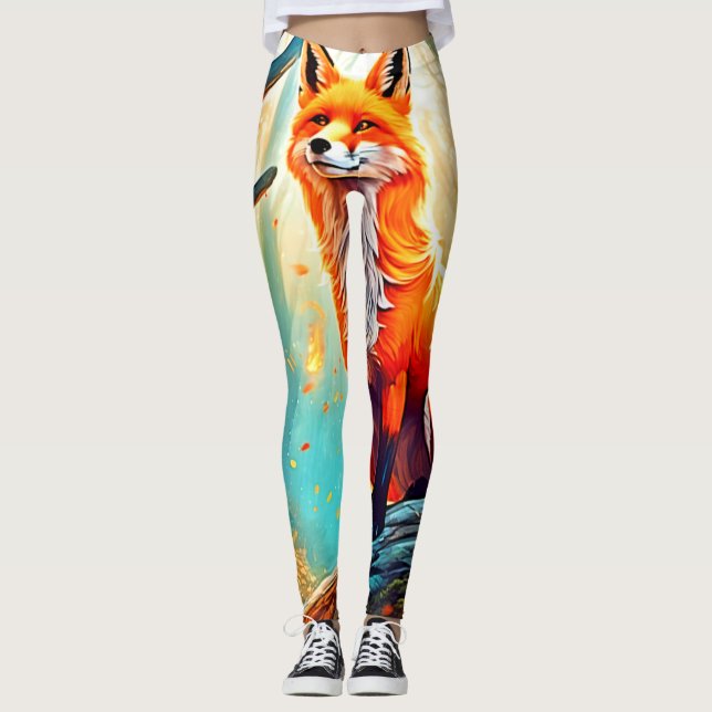 Crimson Fox Scene Design Leggings (Vorderseite)