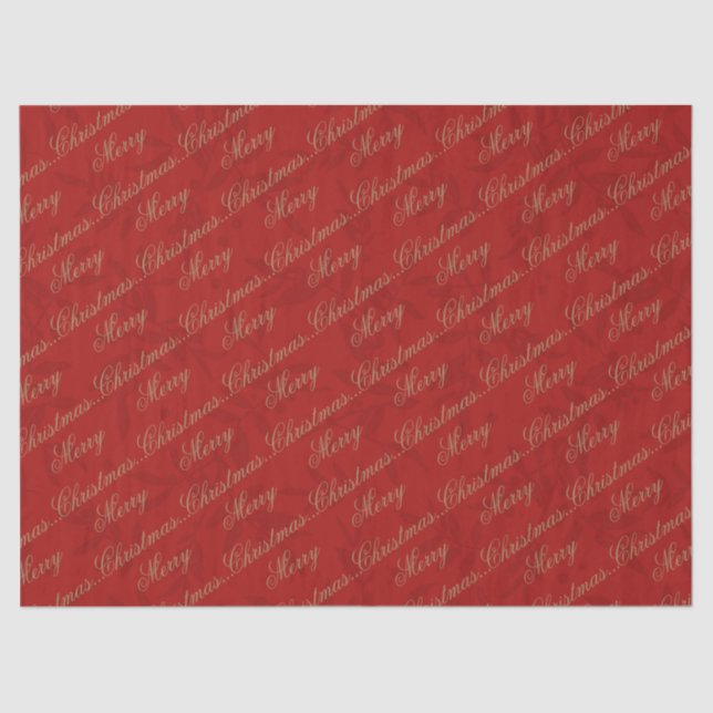 Crimson "Frohe Weihnachten" Gold Script Seidenpapier (Vorderseite)