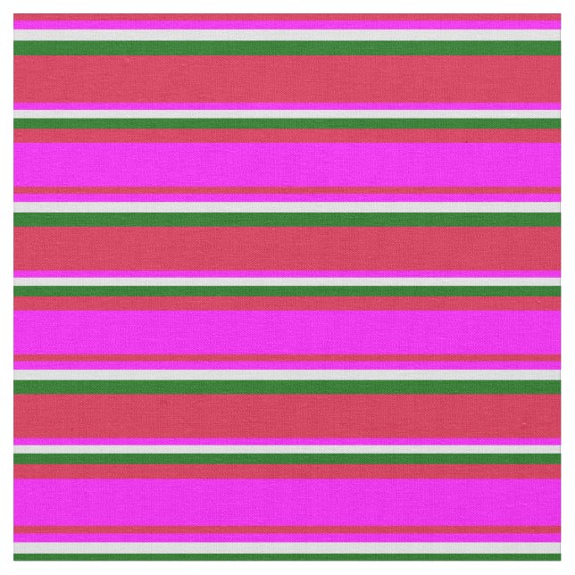 Crimson, Fuchsia, Lavendel und dunkle grüne Linien Stoff (Nahaufnahme)
