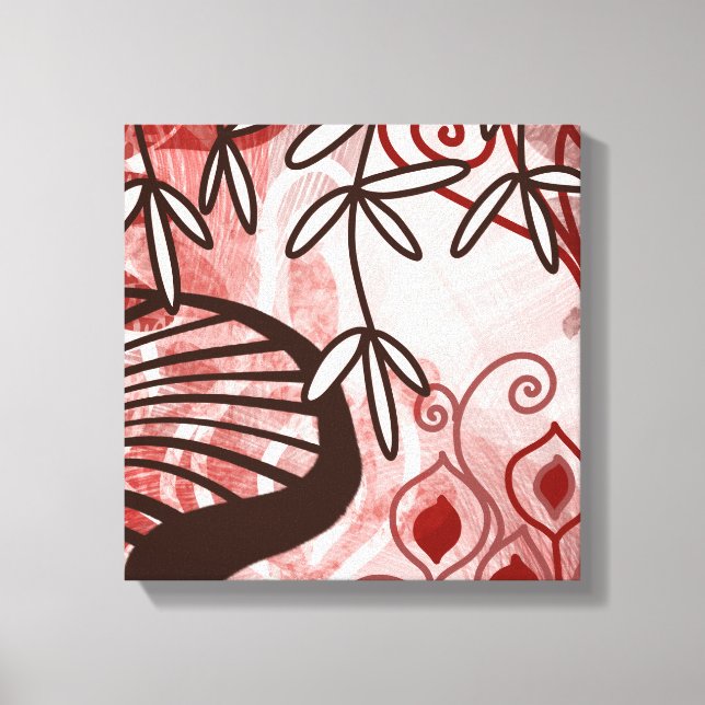 Crimson Garden – Abstrakte botanische Muster-Kunst Leinwanddruck (Vorderseite)