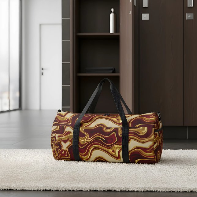 Crimson & Gold Abstract Opulentes Muster Weekender Duffle Bag (Elevate your routine. 🏆 The Zenith Prime Duffle: Luxury that performs wherever you go. #Achempong)