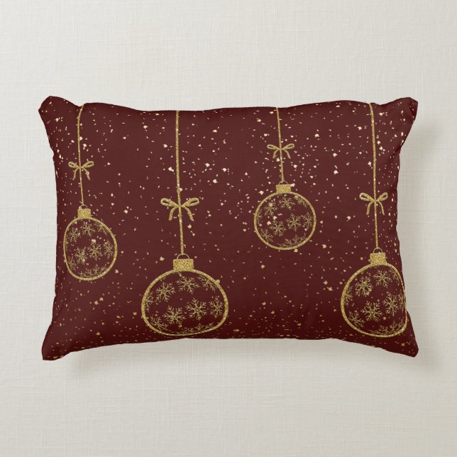 Crimson & Gold Ornament Christmas Accent Pillow Dekokissen (Vorderseite)