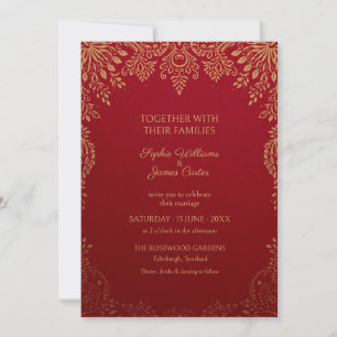 Crimson Gold Paisley Hochzeitseinladung Einladung