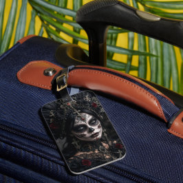 Crimson Gothic Calavera – Schwarze Rose Gepäckanhänger