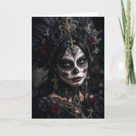 Crimson Gothic Calavera – Schwarze Rose Karte