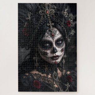 Crimson Gothic Calavera – Schwarze Rose Puzzle