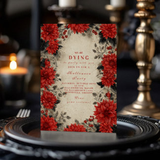 Crimson Gothic Floral Soirée Einladung