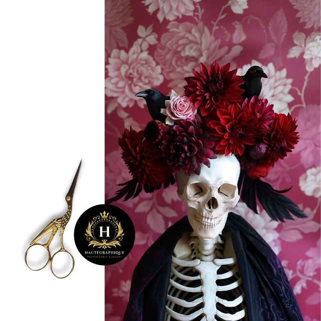 Crimson Gothic Skeleton Raven Halloween Decoupage Seidenpapier (Von Creator hochgeladen)