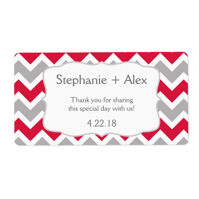 Crimson Gray Zickzack Water Flasche - passen Sie s (Vorne)