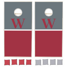 Crimson & Grey Uni Monogram Cornhole Set