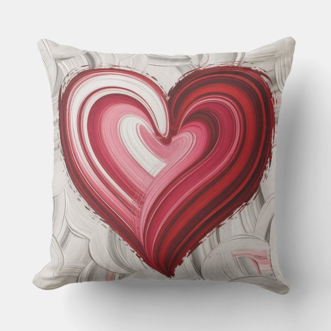 Crimson Heart Abstract Brushstroke  Kissen (Vorderseite)