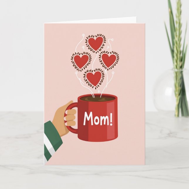 Crimson Hearts Muttertags-Tasse Karte (Vorderseite)