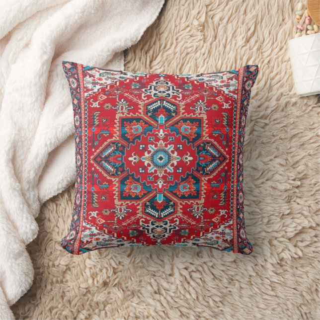 Crimson Heirloom: marokkanisches Erbe Rug Art Kissen (Decke)