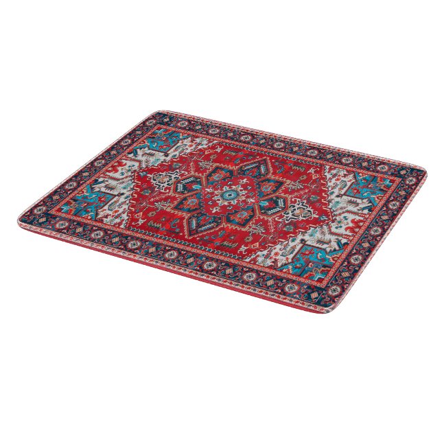 Crimson Heirloom: marokkanisches Erbe Rug Art Schneidebrett (Ecke)